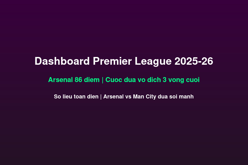 Dashboard Premier League 2025-26: Arsenal 86 Điểm — Phân Tích Số Liệu Cuộc Đua Vô Địch 3 Vòng Cuối